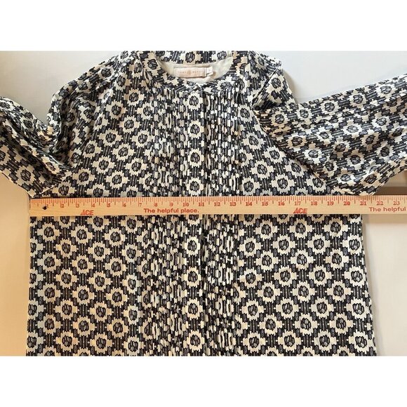 TORY BURCH Ikat silk ruffle pleated shirt dress 12 luxury officecore lightweight - Picture 7 of 9